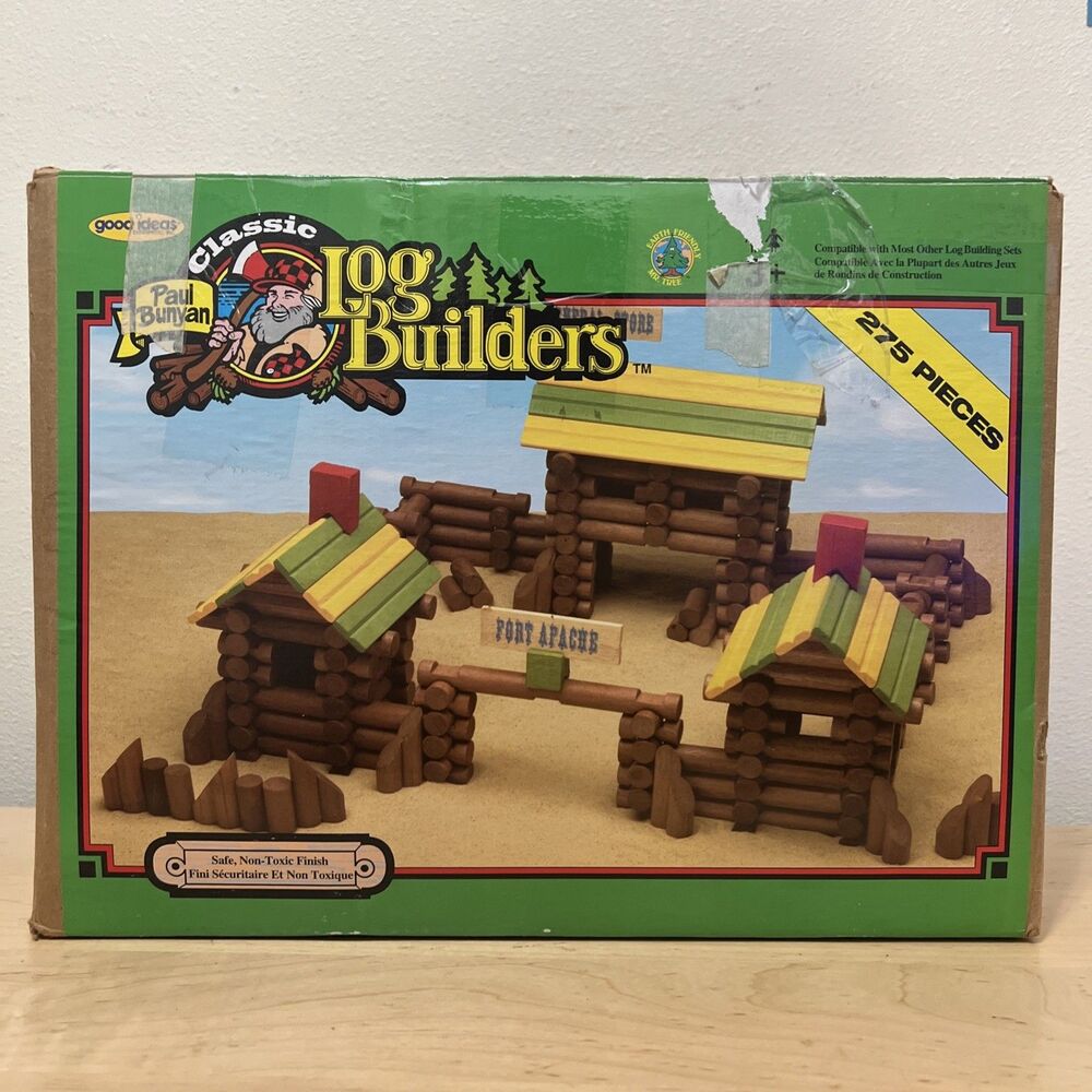 Vintage Paul Bunyan Log Builders Construction Set Fort Apache - Picture 1 of 6